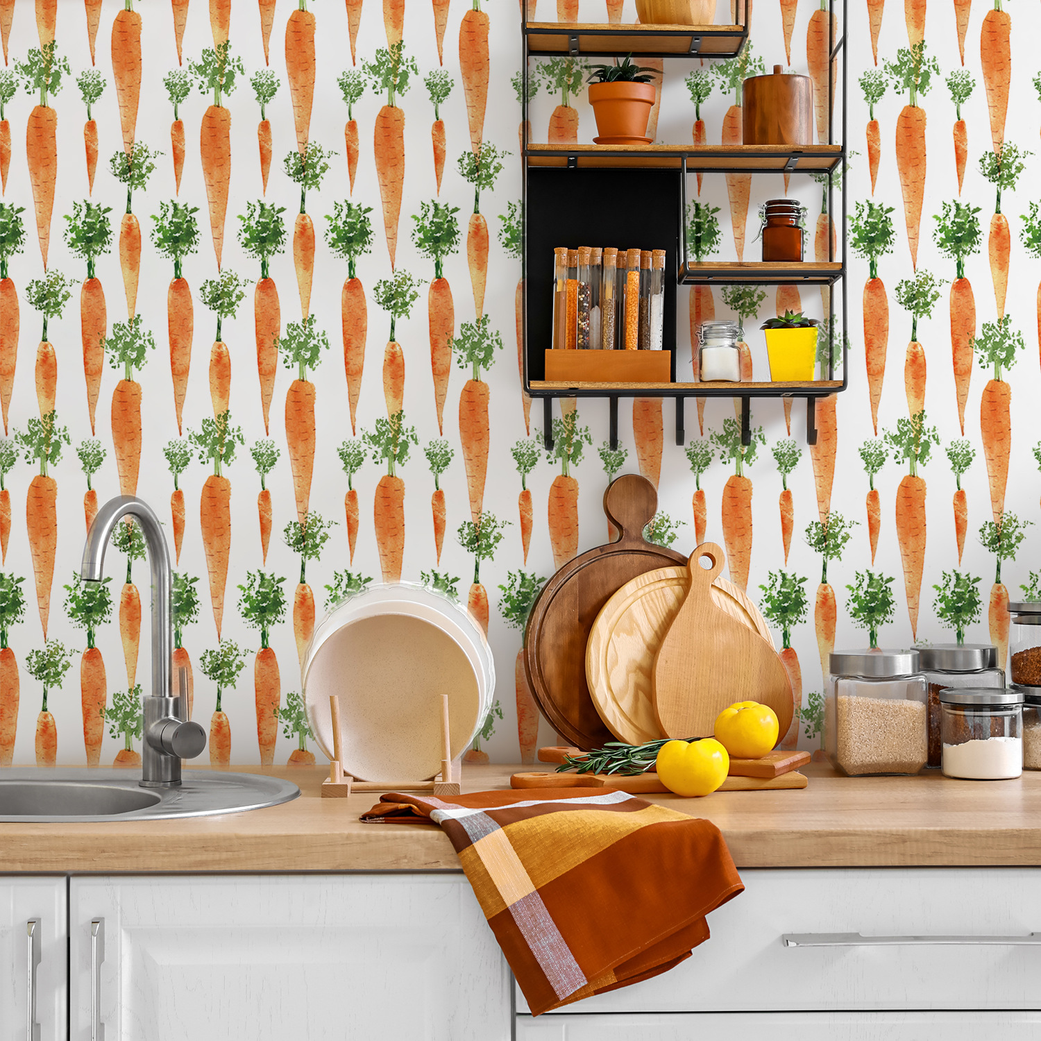 Cute Watercolor Carrots Wallpa - Baby Nursery Peel And Stick Wallpaper 评论和价格