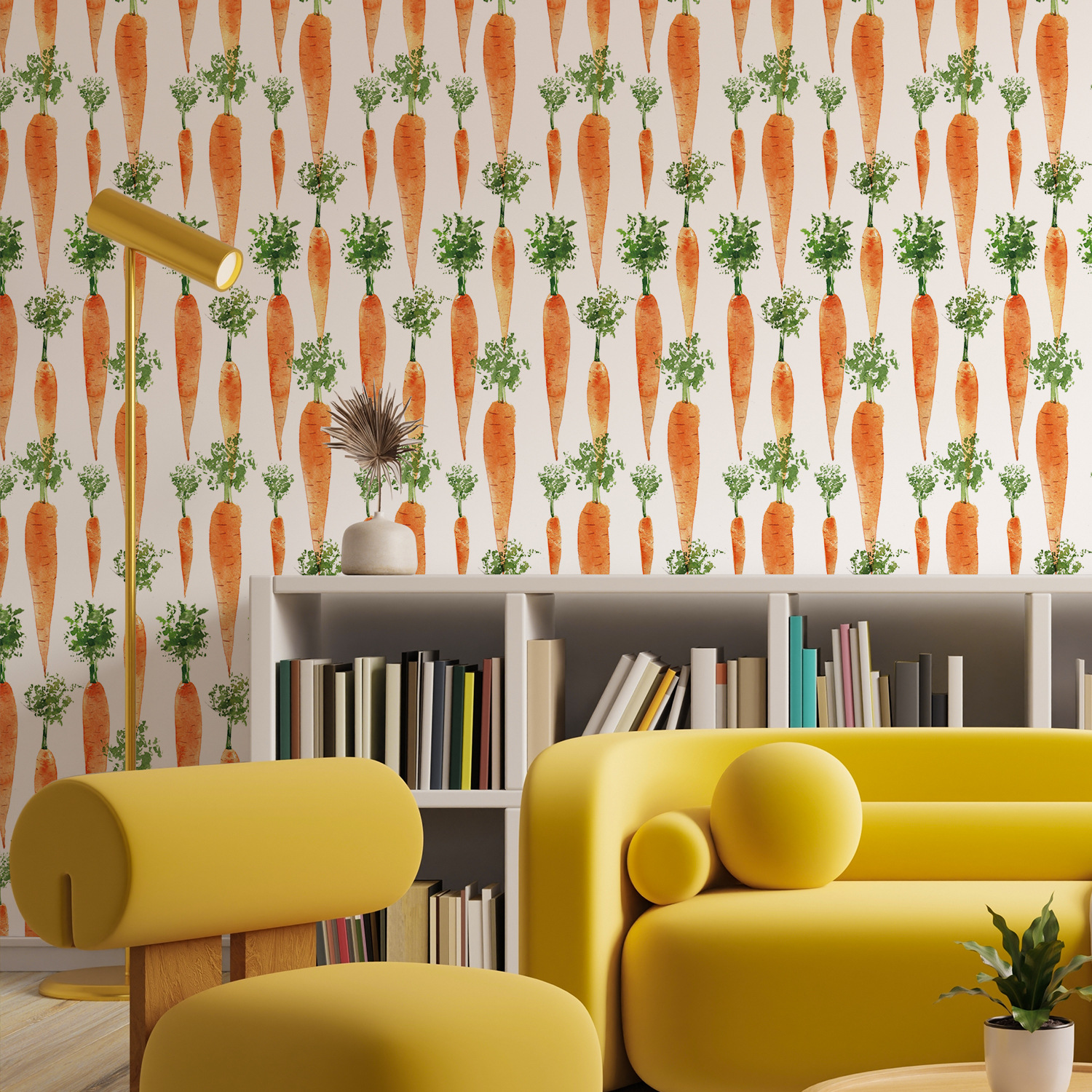 Cute Watercolor Carrots Wallpa - Baby Nursery Peel And Stick Wallpaper 评论和价格