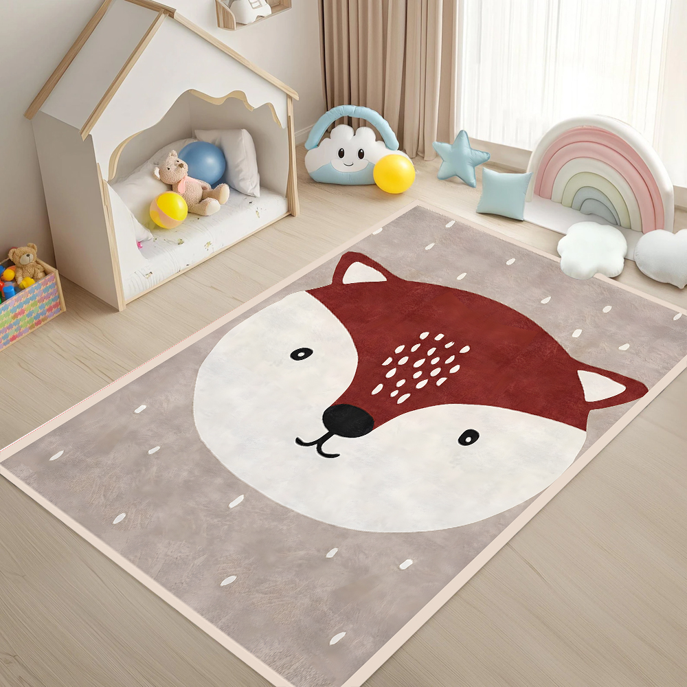 Cute Cartoon Fox Head Area Rug - Baby Nursery Carpet 评论和价格