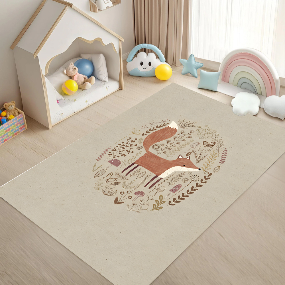 Cute Cartoon Fox Head Area Rug - Baby Nursery Carpet 评论和价格