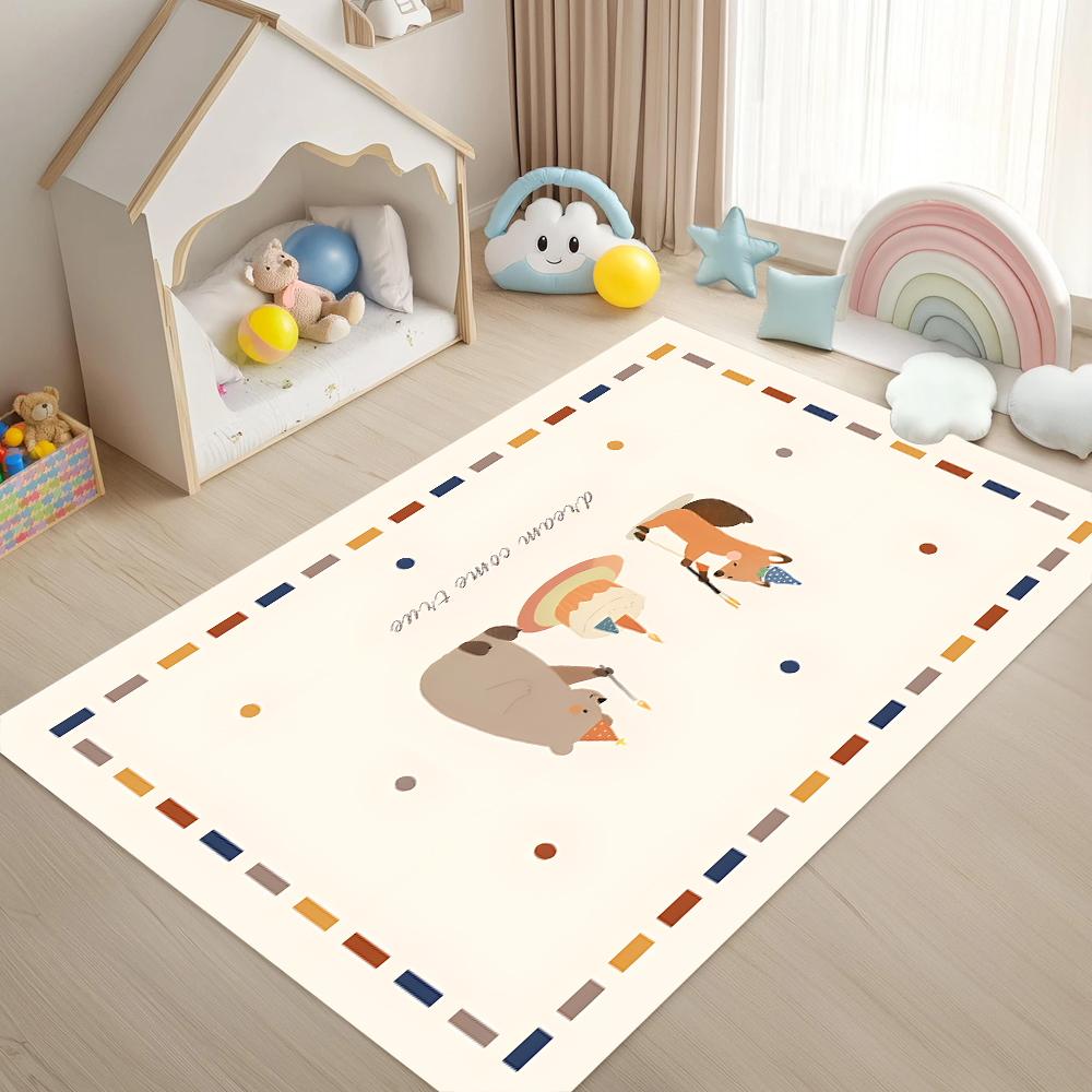 Cute Cartoon Fox Head Area Rug - Baby Nursery Carpet 评论和价格