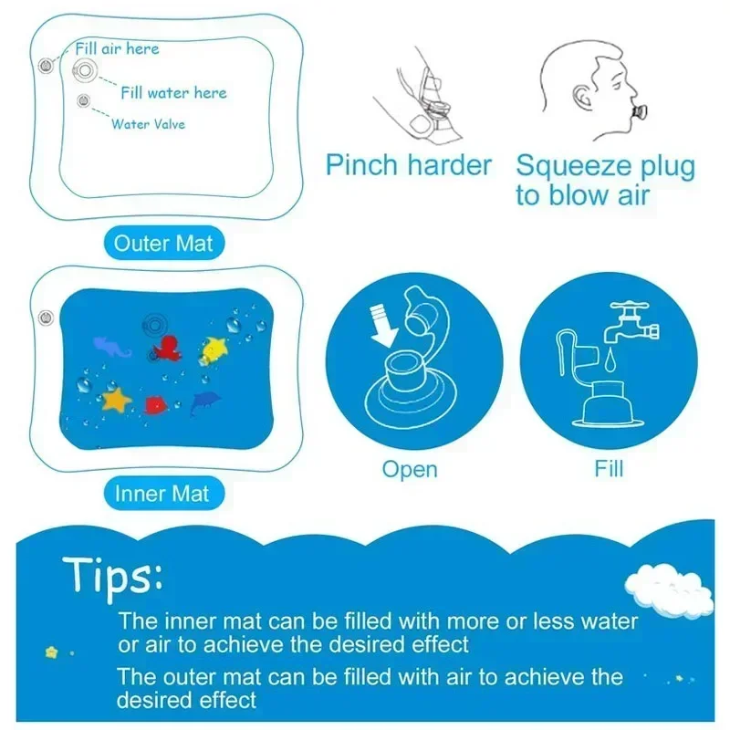 Baby Water Play Mat PVC Inflat - Baby Nursery Pillow 评论和价格