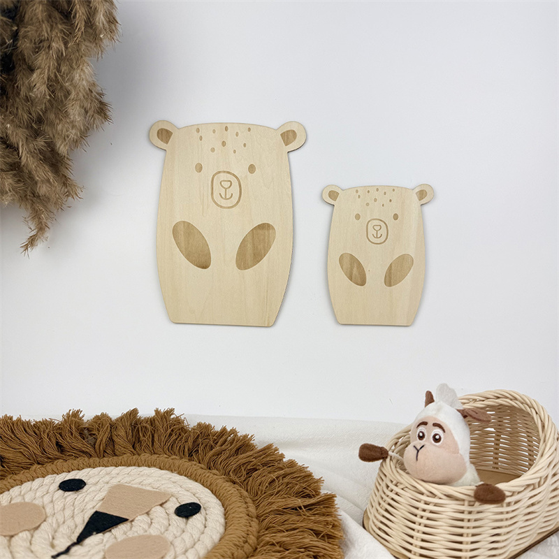2pcs Nordic Wooden Bear Wall S - Baby Nursery Furniture Sets 评论和价格