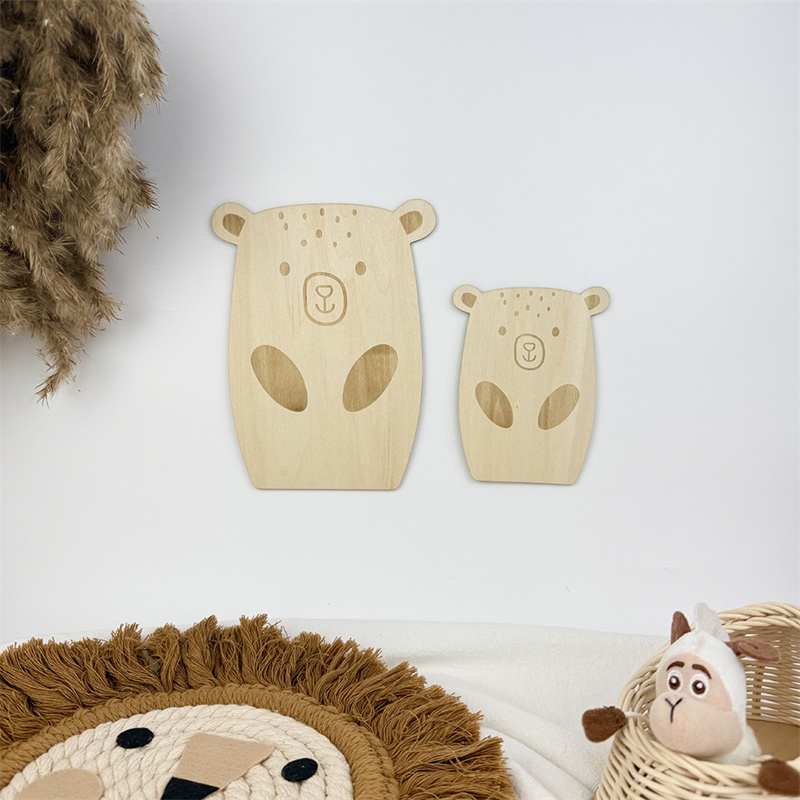 2pcs Nordic Wooden Bear Wall S - Baby Nursery Furniture Sets 评论和价格