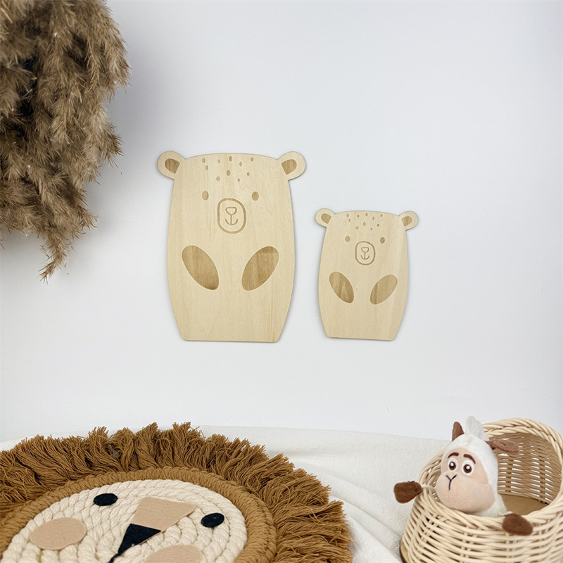 2pcs Nordic Wooden Bear Wall S - Baby Nursery Furniture Sets 评论和价格