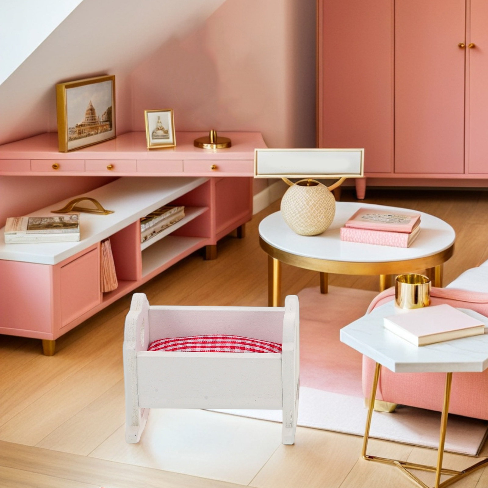 3Pcs Miniature Baby Crib Dollh - Baby Nursery Furniture Sets 评论和价格